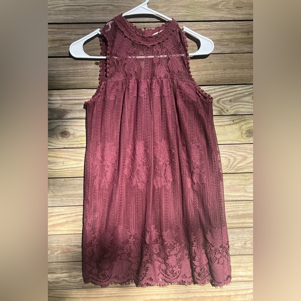 Chance or Fate Burgundy Lace Dress, Size Small